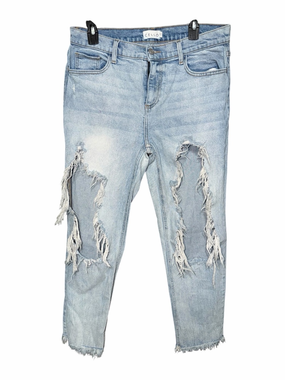 Cello Light Blue Distressed Ankle Jeans